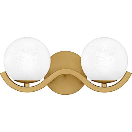 Quoizel Spherical 2 Light 15" Wide Vanity Light with Cloud Glass Shades Aged Brass