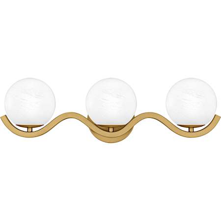 Quoizel Spherical 3 Light 23" Wide Vanity Light with Cloud Glass Shades Aged Brass