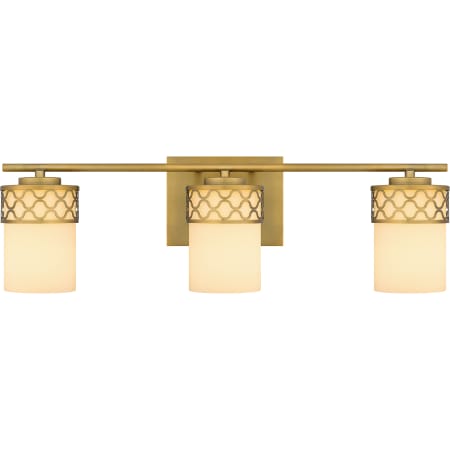 Quoizel Tenley 3 Light 24" Wide Bathroom Vanity Light with Etched Opal Shades Aged Brass