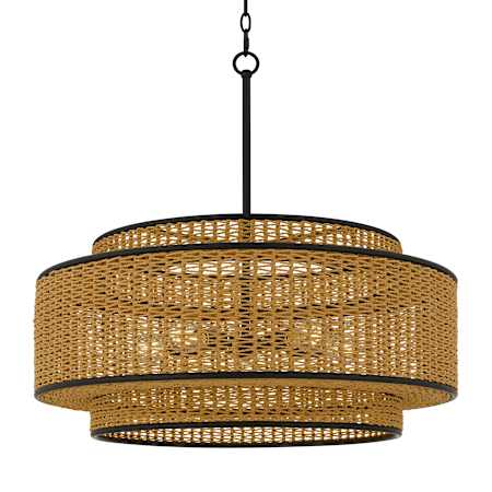Quoizel Teton 5 Light 30" Wide Pendant Matte Black
