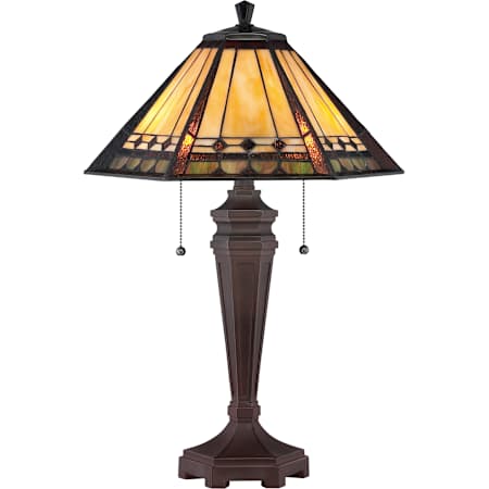 Quoizel Arden 2 Light 24" Tall Table Lamp with Tiffany Glass Shade Bronze Patina