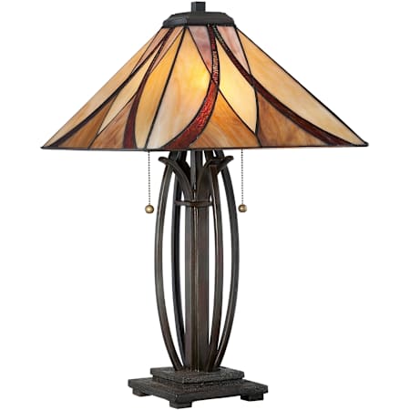 Quoizel Asheville 2 Light 25" Tall Table Lamp with Tiffany Glass Shade Valiant Bronze