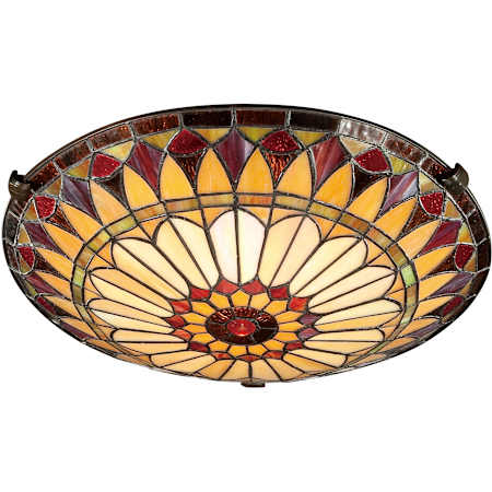 Quoizel Tiffany 2 Light 17" Wide Flush Mount Ceiling Fixture with Tiffany Glass Vintage Bronze