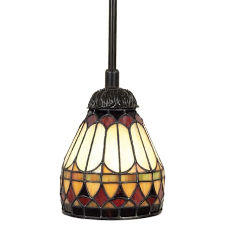 Quoizel Tiffany 1 Light Mini Pendant with Tiffany Stained Glass Vintage Bronze