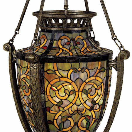 Quoizel TF1721ML Tiffany 4 Light Urn Pendant with Tiffany Stained Glass ...