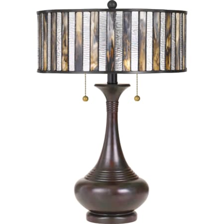 Quoizel Tiffany 2 Light 21-1/2" Tall Vase Table Lamp with Tiffany Glass Shade Valiant Bronze
