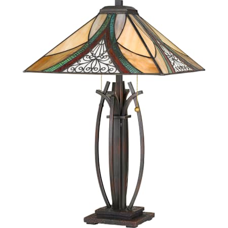 Quoizel Tiffany 2 Light 24-3/4" Tall Tiffany Table Lamp with Tiffany Glass Shade Valiant Bronze