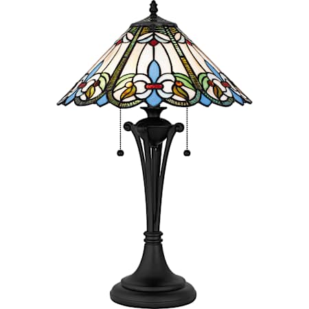 Quoizel Giles 2 Light 25" Tall Tiffany Table Lamp Matte Black