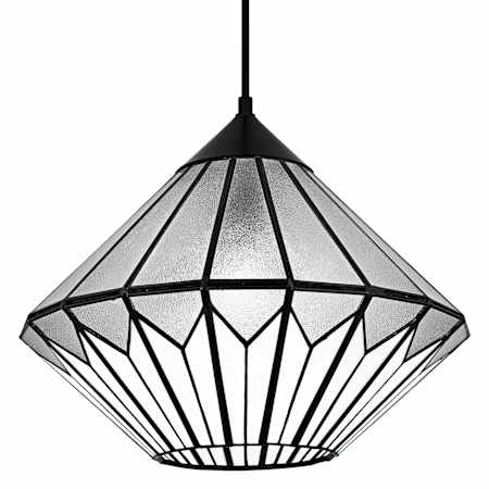 Quoizel Olivier 15" Wide Pendant with Art Glass Shade Matte Black