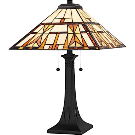 Quoizel Kaylor 2 Light 23" Tall Tiffany Table Lamp Matte Black