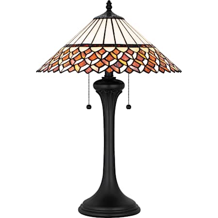 Quoizel Isla 2 Light 25" Tall Tiffany Table Lamp Matte Black