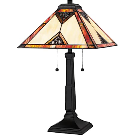 Quoizel Aiden 2 Light 24" Tall Tiffany Table Lamp Matte Black