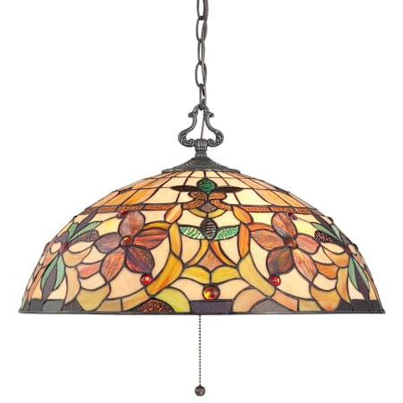 Quoizel Kami 3 Light 20" Wide Pendant with Tiffany Glass Vintage Bronze