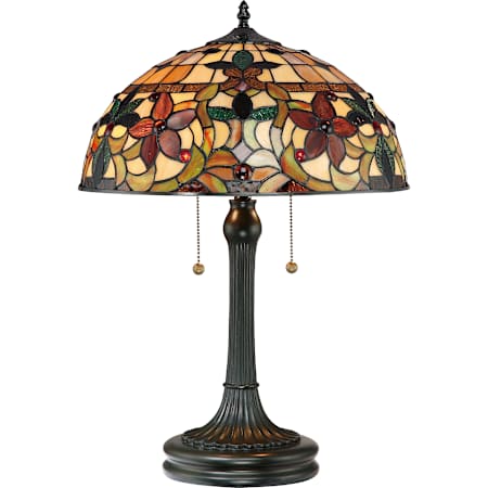 Quoizel Kami 2 Light 23" Tall Table Lamp with Tiffany Glass Shade Vintage Bronze