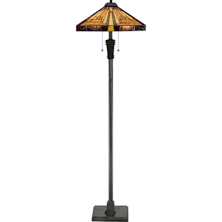 Quoizel Stephen 2 Light 60" Tall Floor Lamp with Tiffany Glass Shade Vintage Bronze