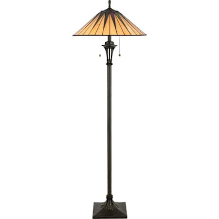 Quoizel Gotham 2 Light 62" Tall Vintage Floor Lamp with Tiffany Glass Shade Vintage Bronze