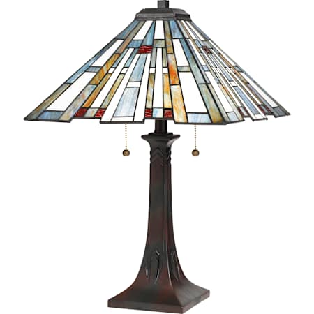 Quoizel Maybeck 2 Light 25" Tall Buffet and Tiffany Table Lamp Valiant Bronze