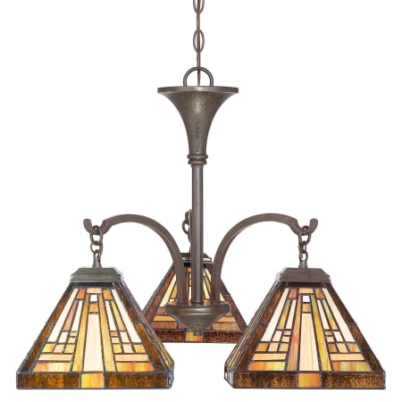 Quoizel Stephen 3 Light 19" Wide Mini Chandelier with Tiffany Glass Vintage Bronze