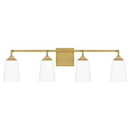 Quoizel Thoresby 4 Light 31" Wide Bathroom Vanity Light Aged Brass