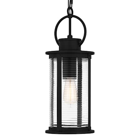 Quoizel Tilmore 8" Wide Outdoor Mini Pendant with Ribbed Glass Shade Matte Black