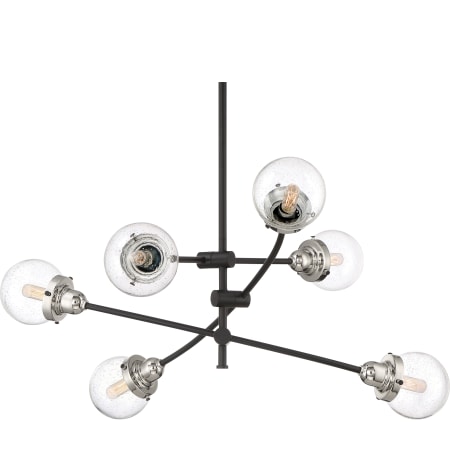 Quoizel Trance 6 Light 34" Wide Sputnik Chandelier with Glass Shades Earth Black