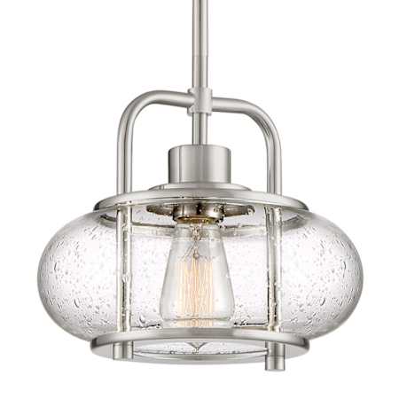 Quoizel Trilogy Single Light 10" Wide Mini Pendant with Clear Seedy Glass Shade Brushed Nickel