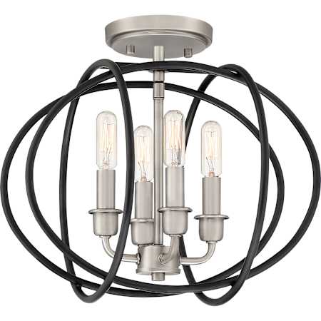 Quoizel Tupelo 4 Light 14" Wide Semi-Flush Globe Ceiling Fixture Matte Black