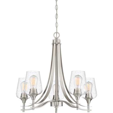 Quoizel Towne 5 Light 25" Wide Chandelier with Glass Shades Brushed Nickel