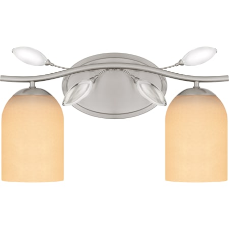 Quoizel Ulysses 2 Light 16" Wide Bathroom Vanity Light with Etched Opal Shades Brushed Nickel