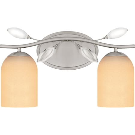 Quoizel Ulysses 2 Light 16" Wide Bathroom Vanity Light with Etched Opal Shades Brushed Nickel