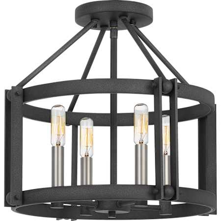 Quoizel Victor 4 Light 16" Wide Semi-Flush Drum Ceiling Fixture Mottled Black