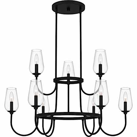 Quoizel Viscount 9 Light 36" Wide Taper Candle Style Chandelier Matte Black