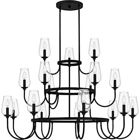 Quoizel Viscount 18 Light 48" Wide Taper Candle Style Chandelier Matte Black