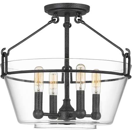Quoizel Wells 4 Light 17" Wide Semi-Flush Ceiling Fixture Grey Ash