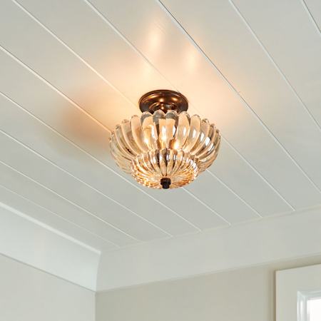 Quoizel Whitecap 3 Light 12" Wide Semi Flush Ceiling Fixture Mottled Cocoa