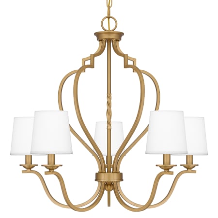 Quoizel Wilkins 5 Light 28" Wide Chandelier with Linen Shades Brushed Weathered Brass