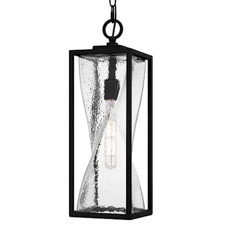 Quoizel Zarah 7" Wide Mini Pendant with Twisted Hammered Glass Shade Matte Black