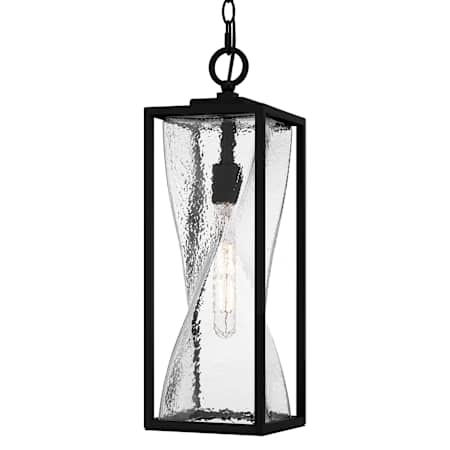 Quoizel Zarah 7" Wide Outdoor Mini Pendant with Twisted Hammered Glass Shade Matte Black