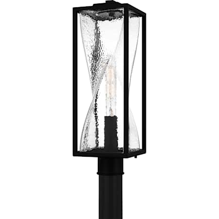 Quoizel Zarah 21" Tall Post Light with Twisted Hammered Glass Shade Matte Black