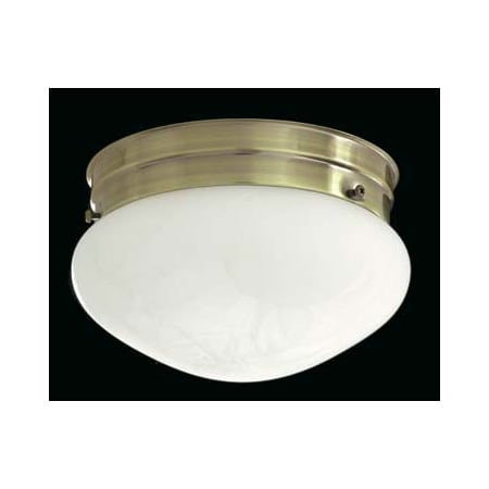 Quorum International 1 Light Flushmount Ceiling Fixture with Faux Alabaster Frosted Glass Shade Antique Brass / Faux Alabaster
