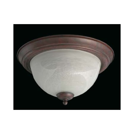 Quorum International 2 Light Flushmount Ceiling Fixture with Frosted Glass Shade Cobblestone / Faux Alabaster