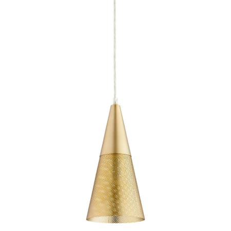 Quorum International Mesh Cone 6" Wide Mini Pendant Aged Brass