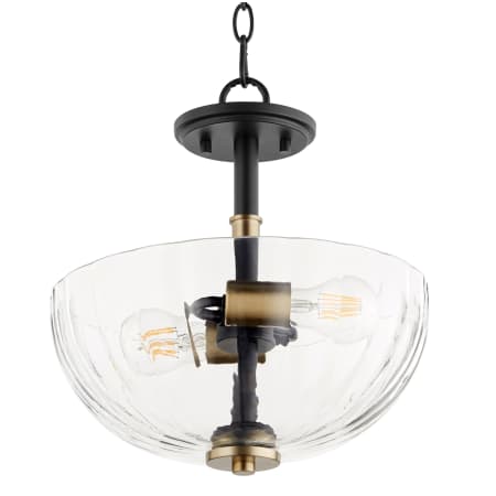 Quorum International Monarch 2 Light 13" Wide Pendant Noir / Aged Brass