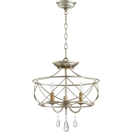 Quorum International Cilia 3 Light 16" Wide Taper Candle Chandelier / Semi-Flush Ceiling Fixture Aged Silver Leaf
