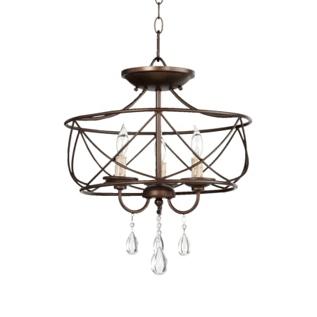 Quorum International Cilia 3 Light 16" Wide Taper Candle Chandelier / Semi-Flush Ceiling Fixture Oiled Bronze