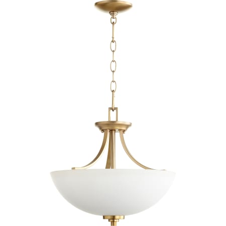 Quorum International Reyes 3 Light 16" Wide Pendant / Semi-Flush Ceiling Fixture Aged Brass