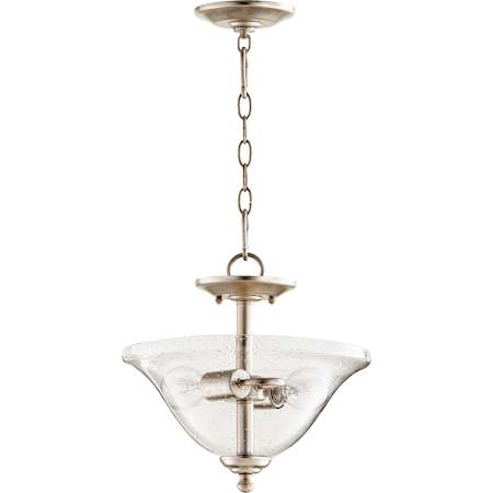 Quorum International Spencer 2 Light 13" Wide Pendant / Semi-Flush Ceiling Fixture Aged Silver Leaf / Clear Seeded
