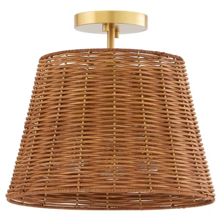 Quorum International Wicker 3 Light 13" Wide Semi-flush Ceiling Fixture Aged Brass