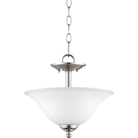 Quorum International 2 Light 13" Wide Pendant Satin Nickel / Satin Opal