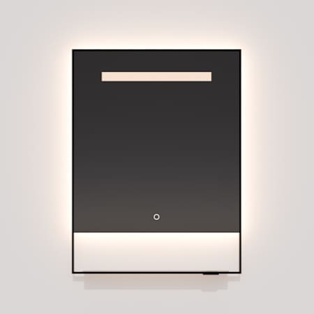 Quorum International Castore 20"W x 32"H Rectangular Flat Metal Framed Wall Mounted Bathroom Mirror with LED Lighting Black